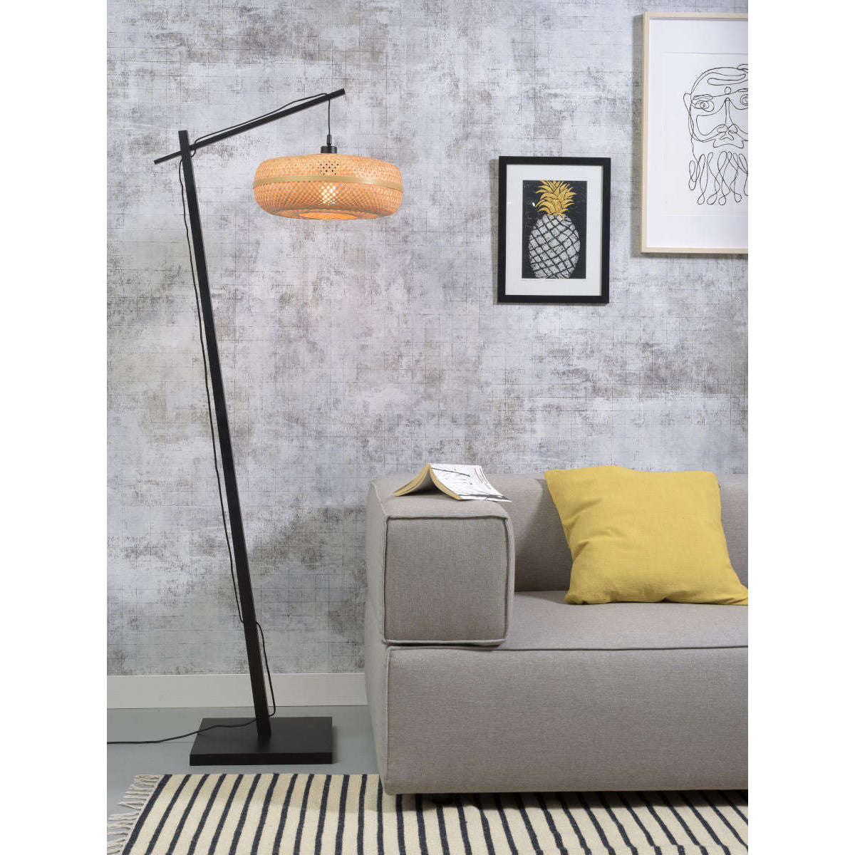 GOOD&MOJO Vloerlamp Palawan zw / 4015 naturel S