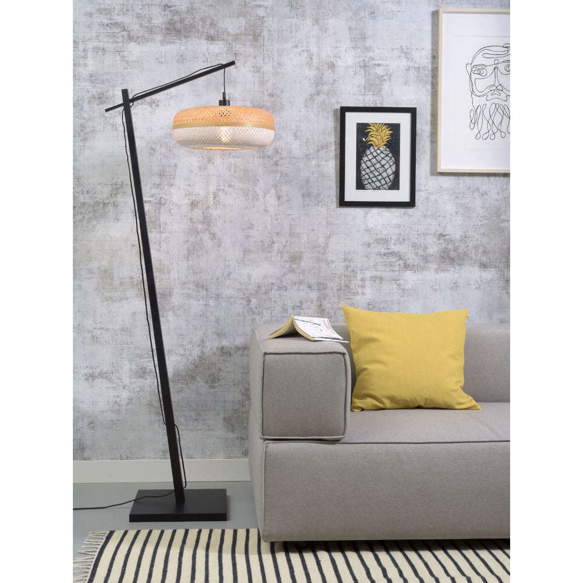 GOOD&MOJO Vloerlamp Palawan zw / 4015 wit S