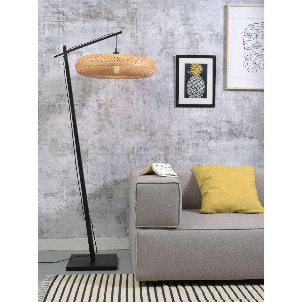 GOOD&MOJO Vloerlamp Palawan zw / 6015 naturel S