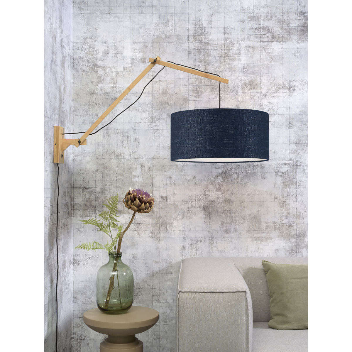 GOOD&MOJO Wandlamp Andes naturel 4723 blauw denim L