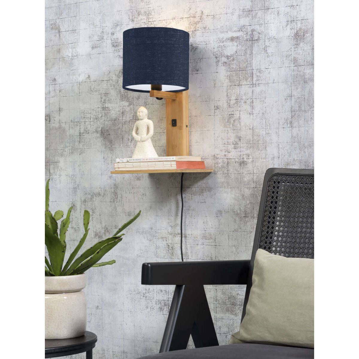 GOOD&MOJO Wandlamp Andes / plaat naturel 1815 blauw denim