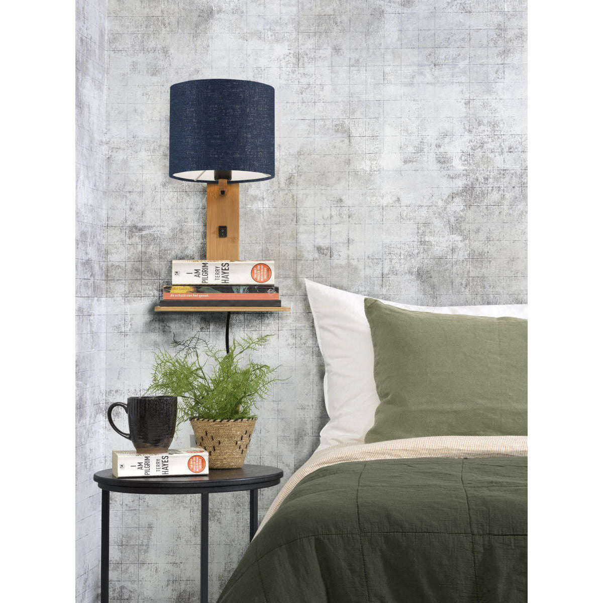 GOOD&MOJO Wandlamp Andes / plaat naturel 1815 blauw denim