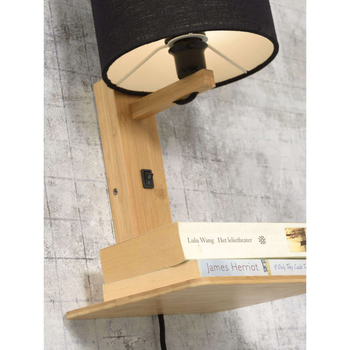 GOOD&MOJO Wandlamp Andes / plaat naturel 1815 zwart