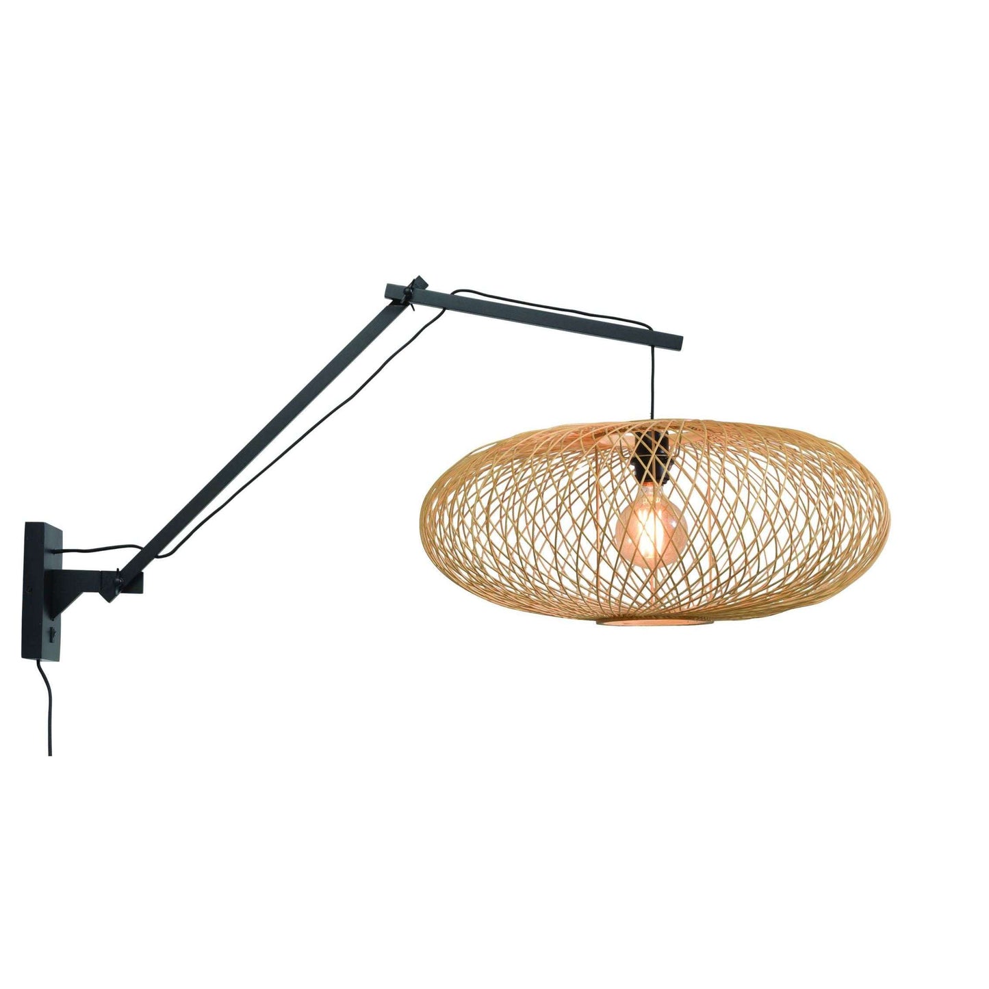 GOOD&MOJO Wandlamp Cango zw / kap naturel L