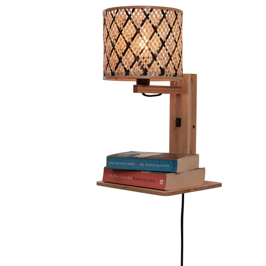 GOOD&MOJO wandlamp java met plank 18 cm naturel/zwart