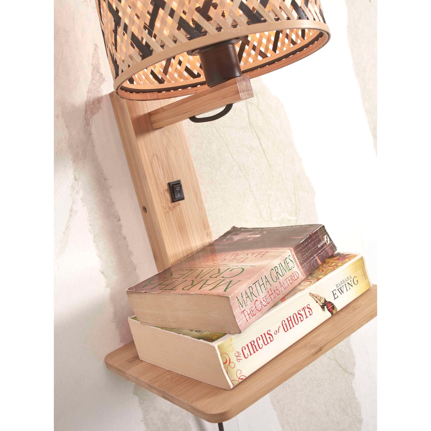 GOOD&MOJO wandlamp java met plank 18 cm naturel/zwart