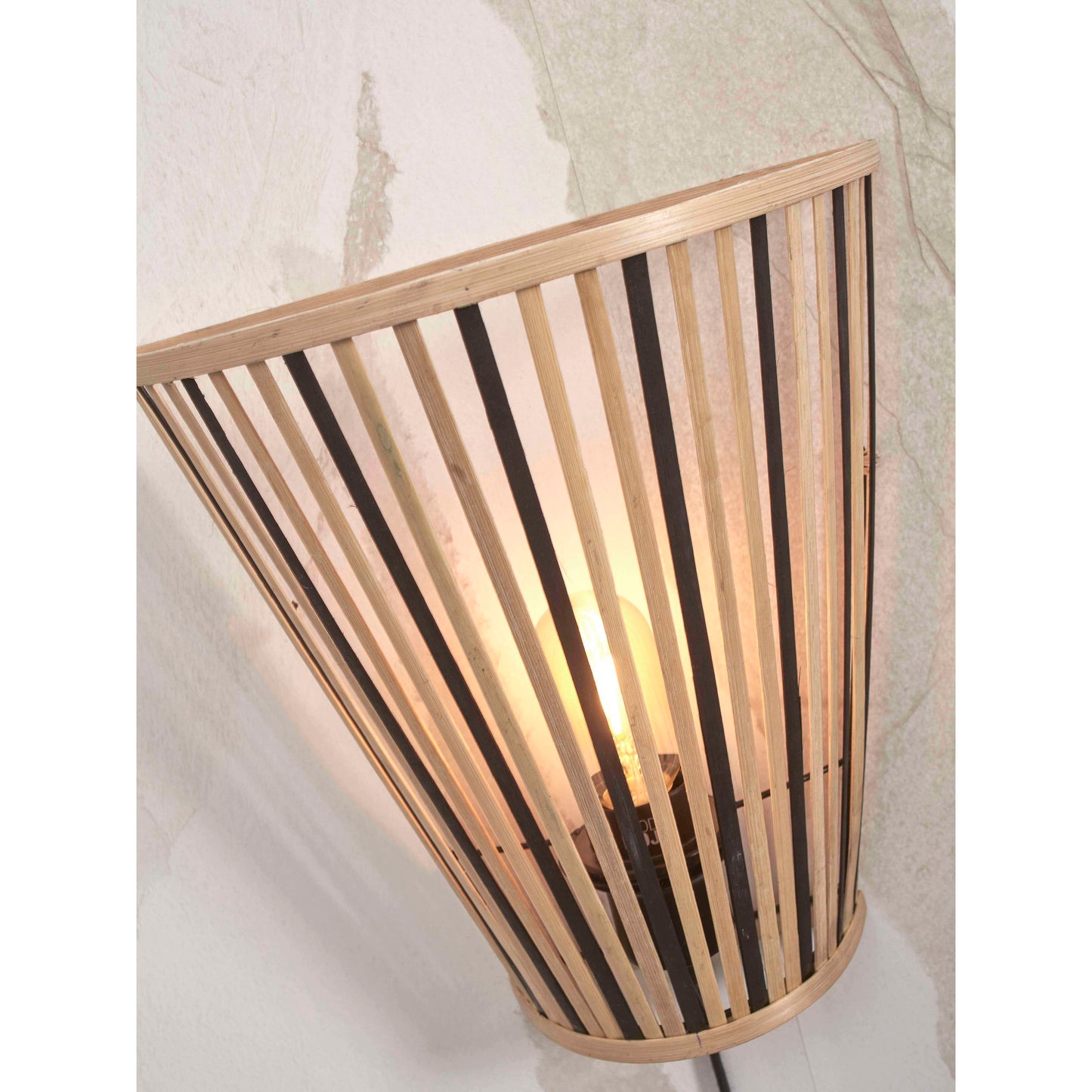 GOOD&MOJO wandlamp merapi tapered 30 cm zwart/naturel