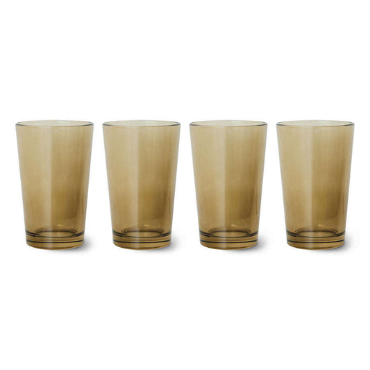 HKliving 70's glassware glazen set van 4 mud brown