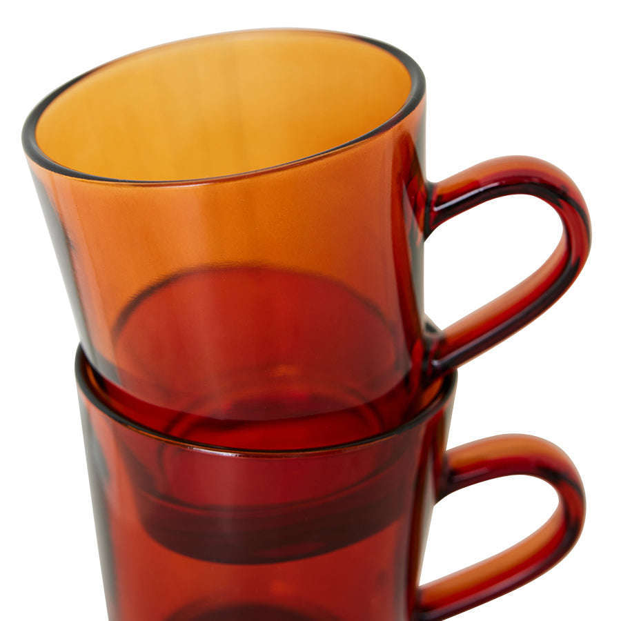 HKliving 70's glassware kopje set van 4 amber brown