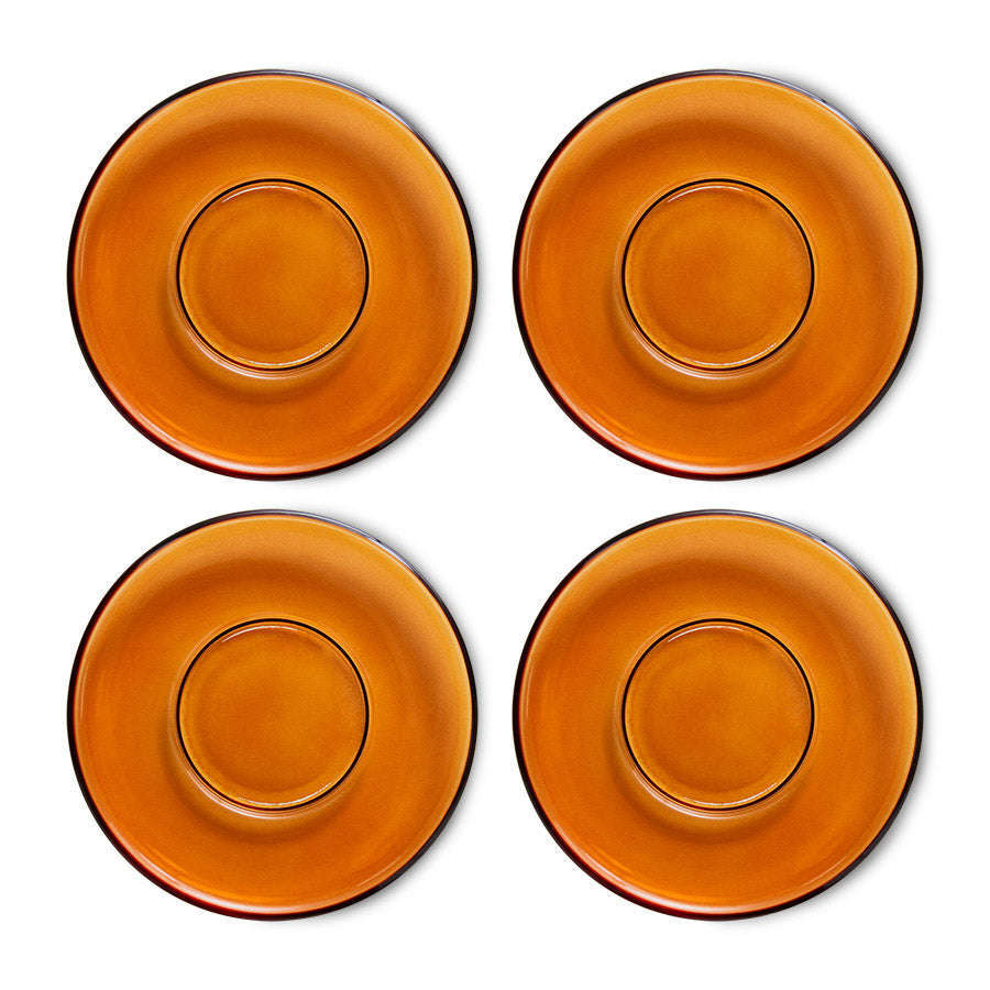 HKliving 70's glassware schotel set van 4 amber brown