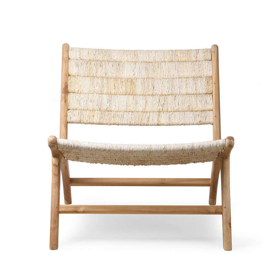 HKliving Abaca lounge fauteuil teak naturel