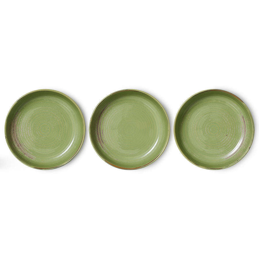 HKliving Chef ceramics diep bord L moss green