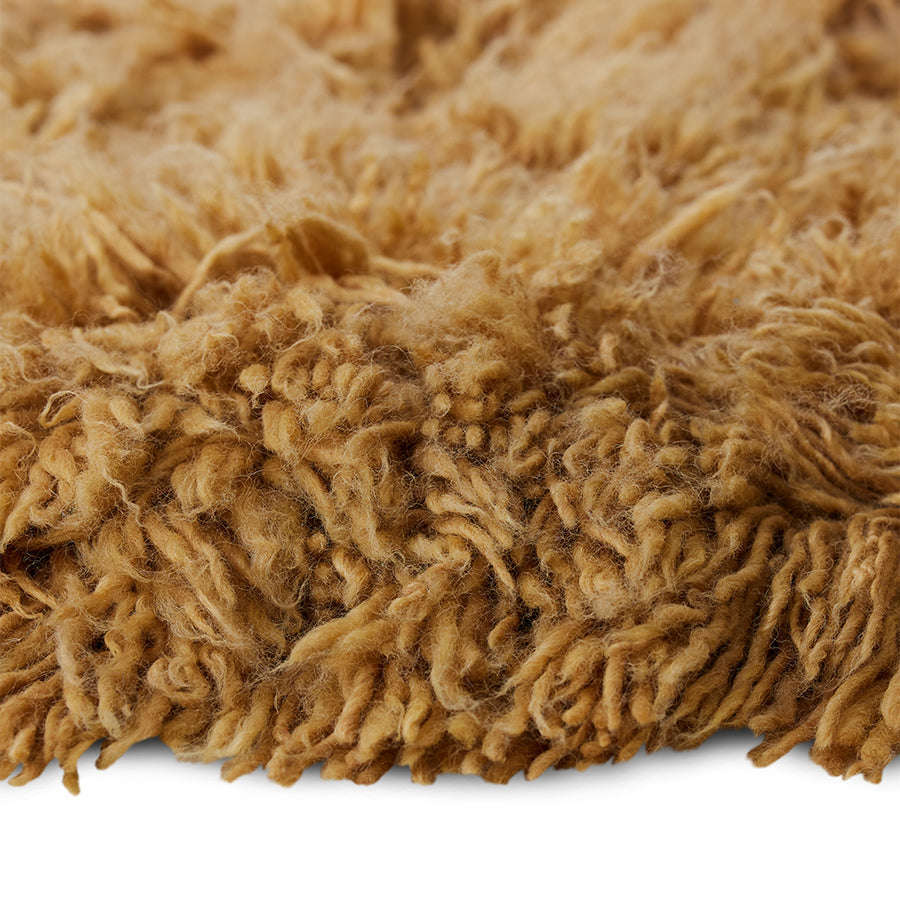 HKliving fluffy vloerkleed rond caramel