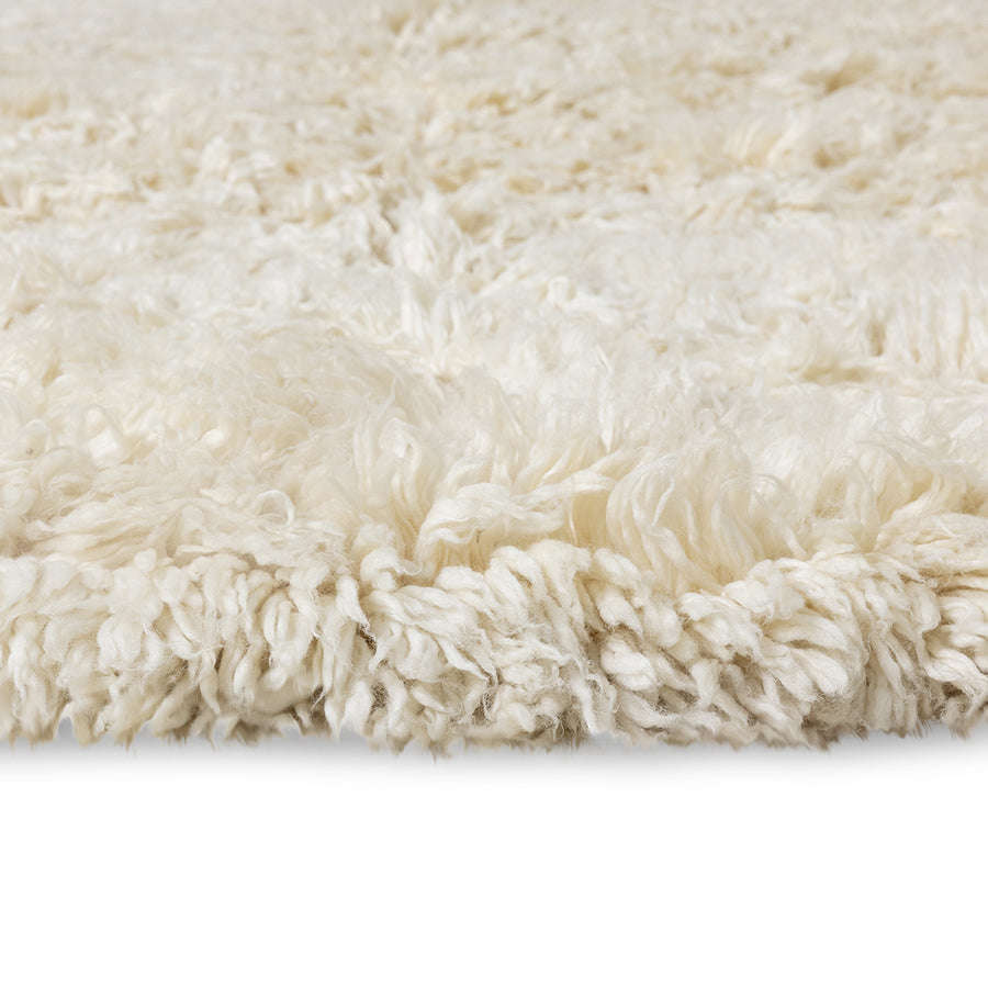 HKliving fluffy vloerkleed rond wit/cream