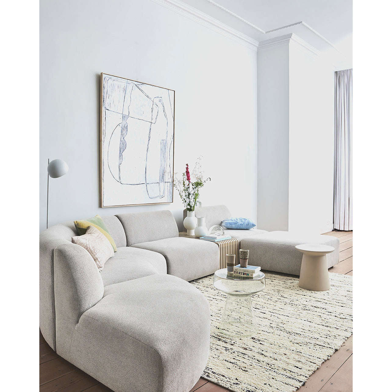 HKliving jax couch element rond sneak grijs