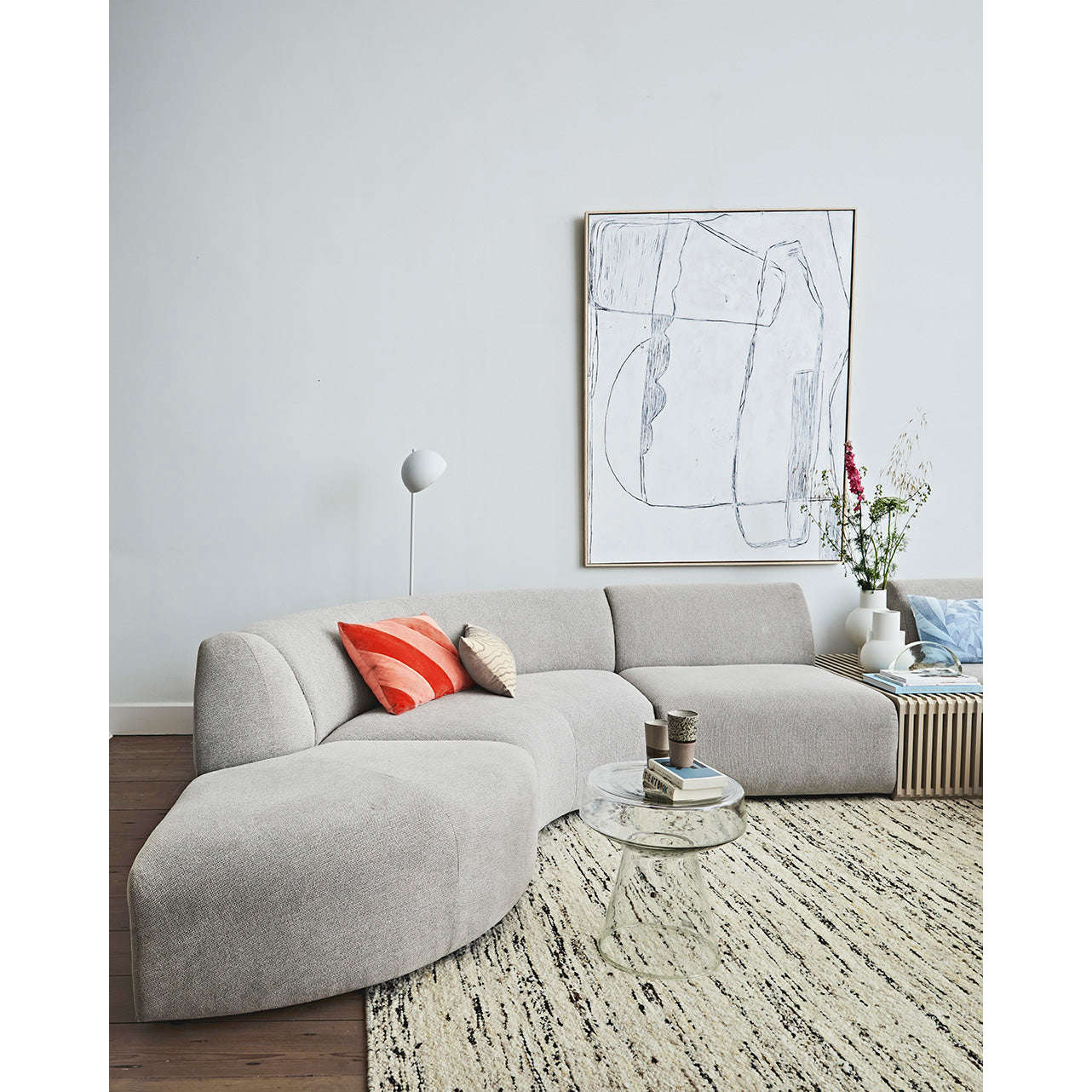 HKliving jax couch element rond sneak grijs