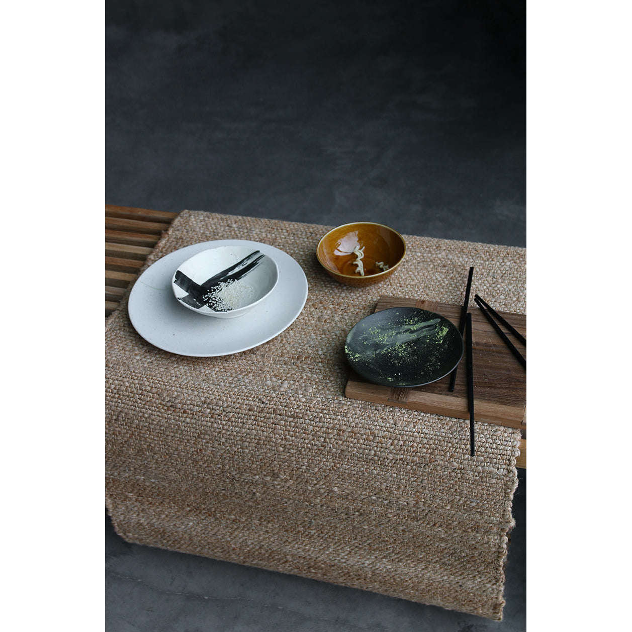 HKliving Kyoto ceramics: japanese large dinerbord wit gespikkeld