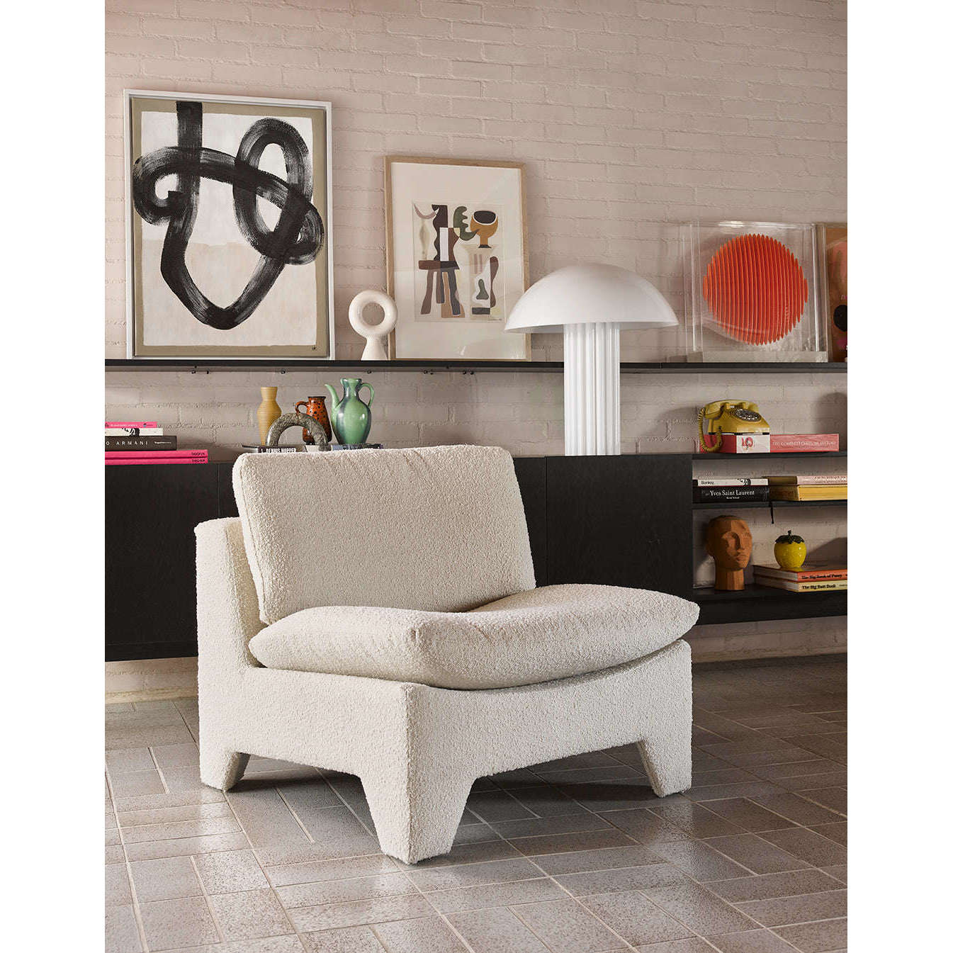 HKliving Retro lounge fauteuil boucle cream