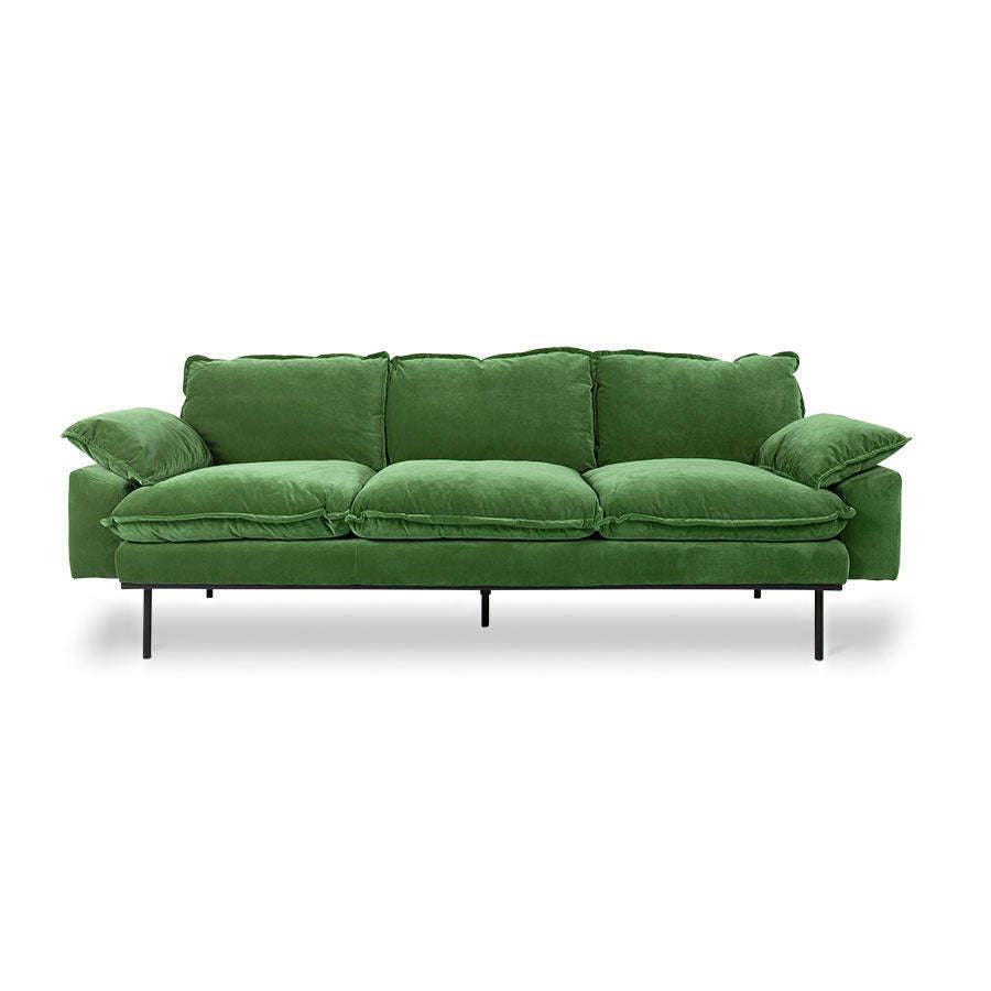 HKliving retro sofa: 3-zits royal velvet groen