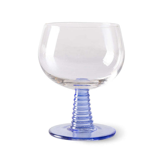 HKliving swirl wijn glas laag blauw