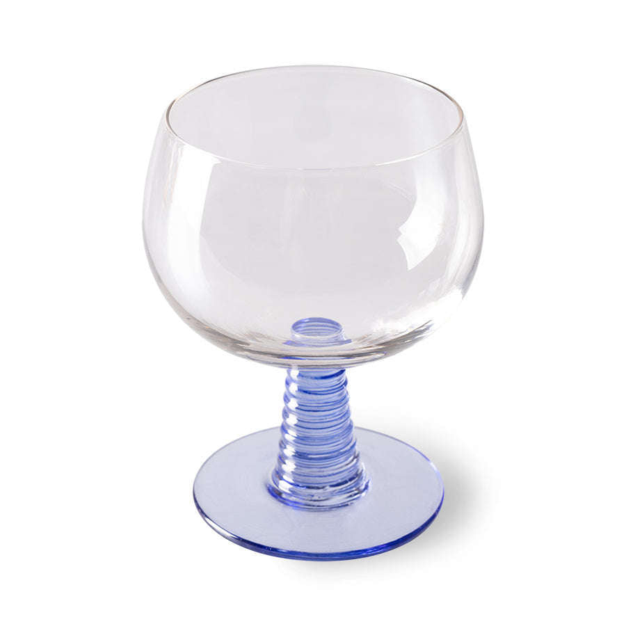 HKliving swirl wijn glas laag blauw