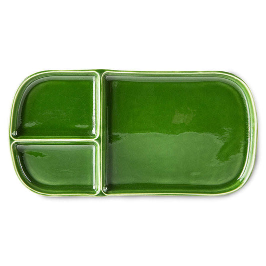HKliving the emeralds: ceramic bord rechthoekig groen (set van 2)