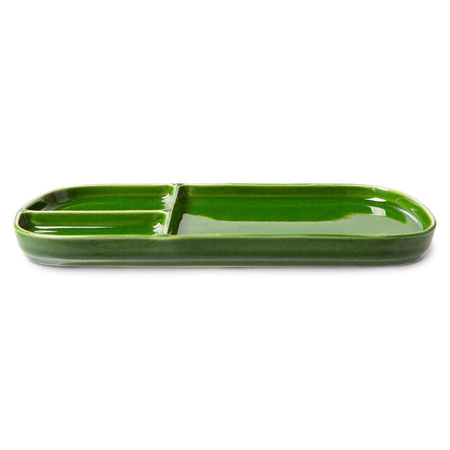 HKliving the emeralds: ceramic bord rechthoekig groen (set van 2)