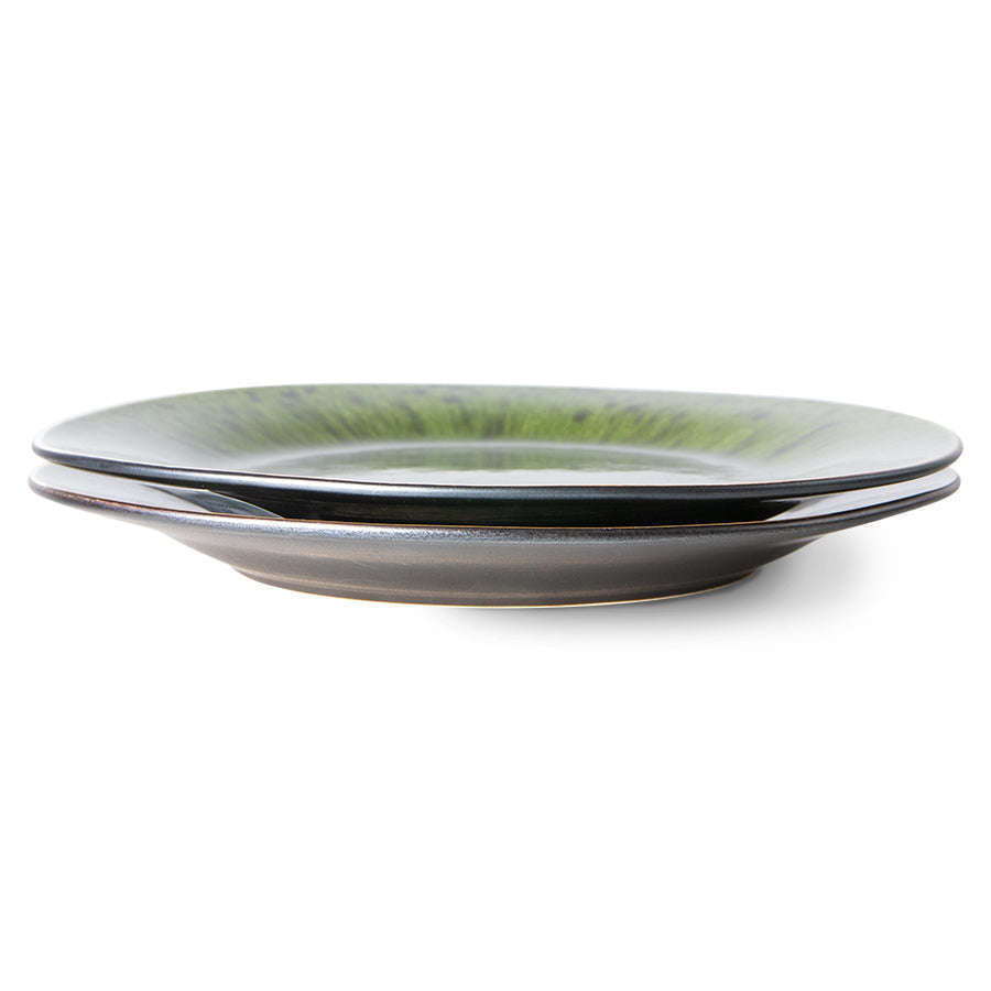 HKliving the emeralds: ceramic dinerbord spotted groen (set van 2)