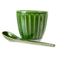 HKliving the emeralds: ceramic mok geribbeld groen (set van 4)