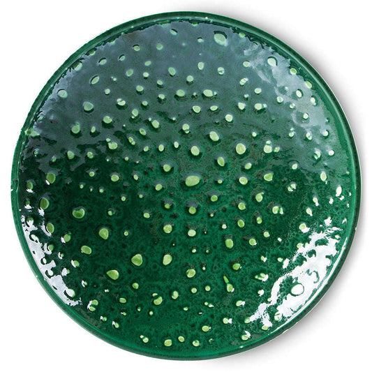 HKliving the emeralds: ceramic schaal op voet L dripping groen