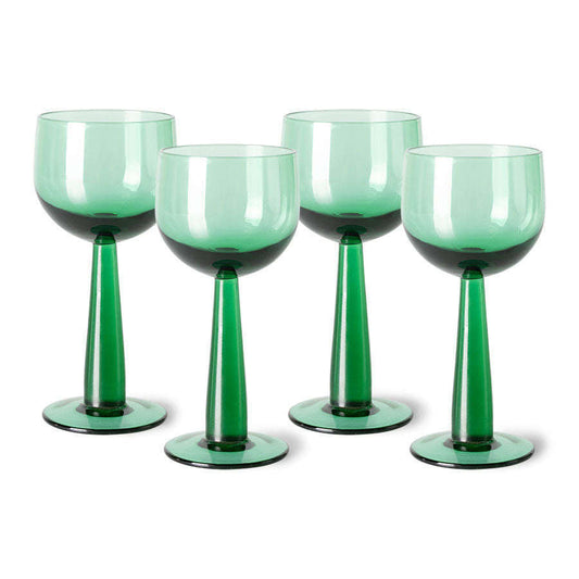 HKliving the emeralds: wijn glas tall fern groen (set van 4)