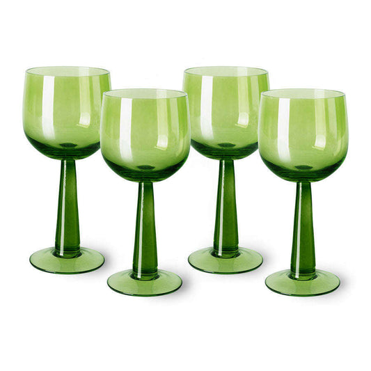 HKliving the emeralds: wijn glas tall lime groen (set van 4)