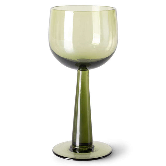 HKliving the emeralds: wijn glas tall olive groen (set van 4)