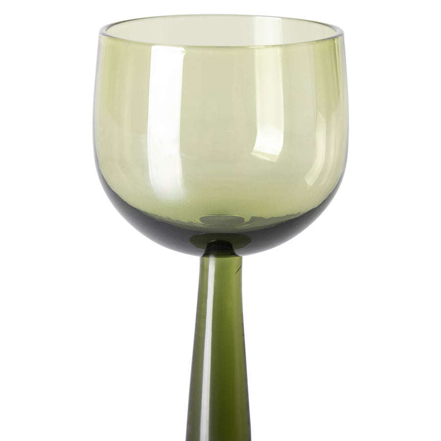 HKliving the emeralds: wijn glas tall olive groen (set van 4)