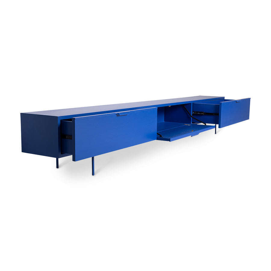 HKliving tv-meubel houtnerf 250 cm cobalt