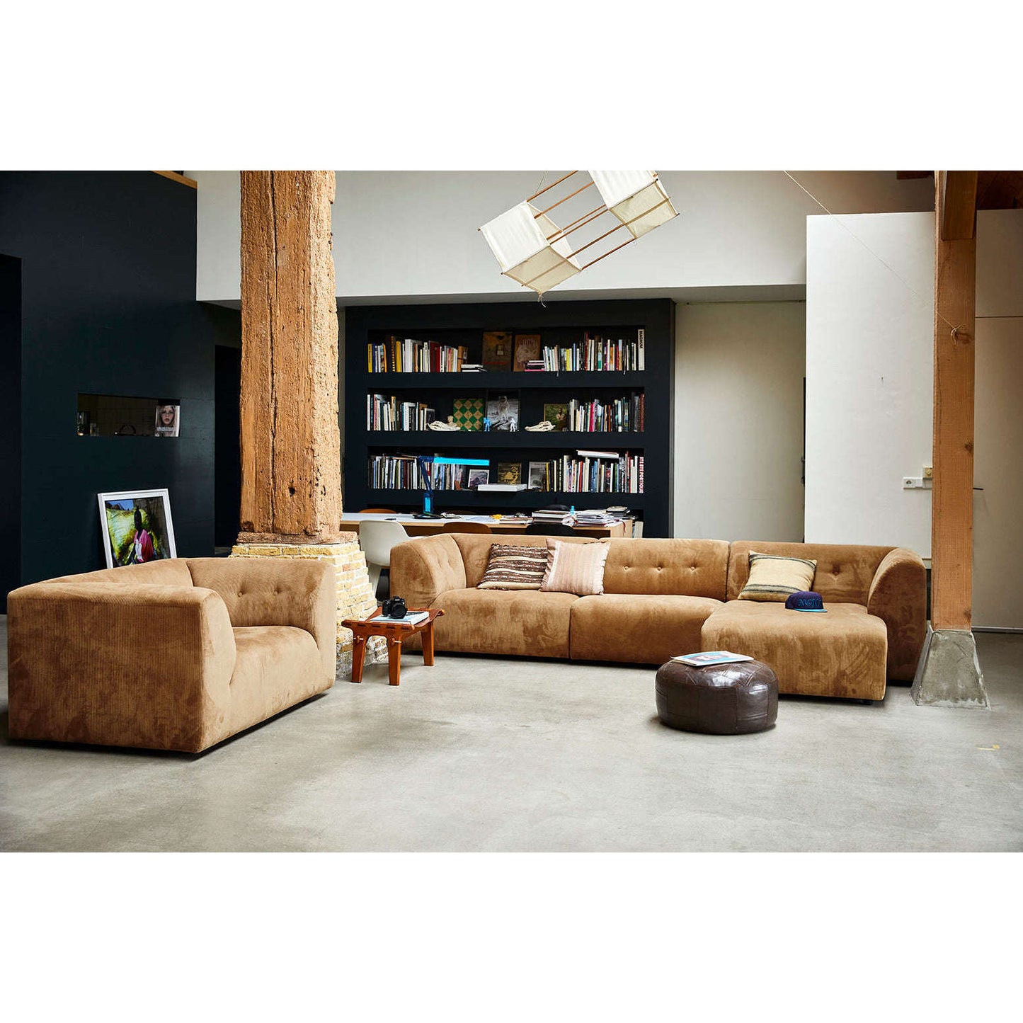 HKliving vint bank: element loveseat corduroy rib bruin