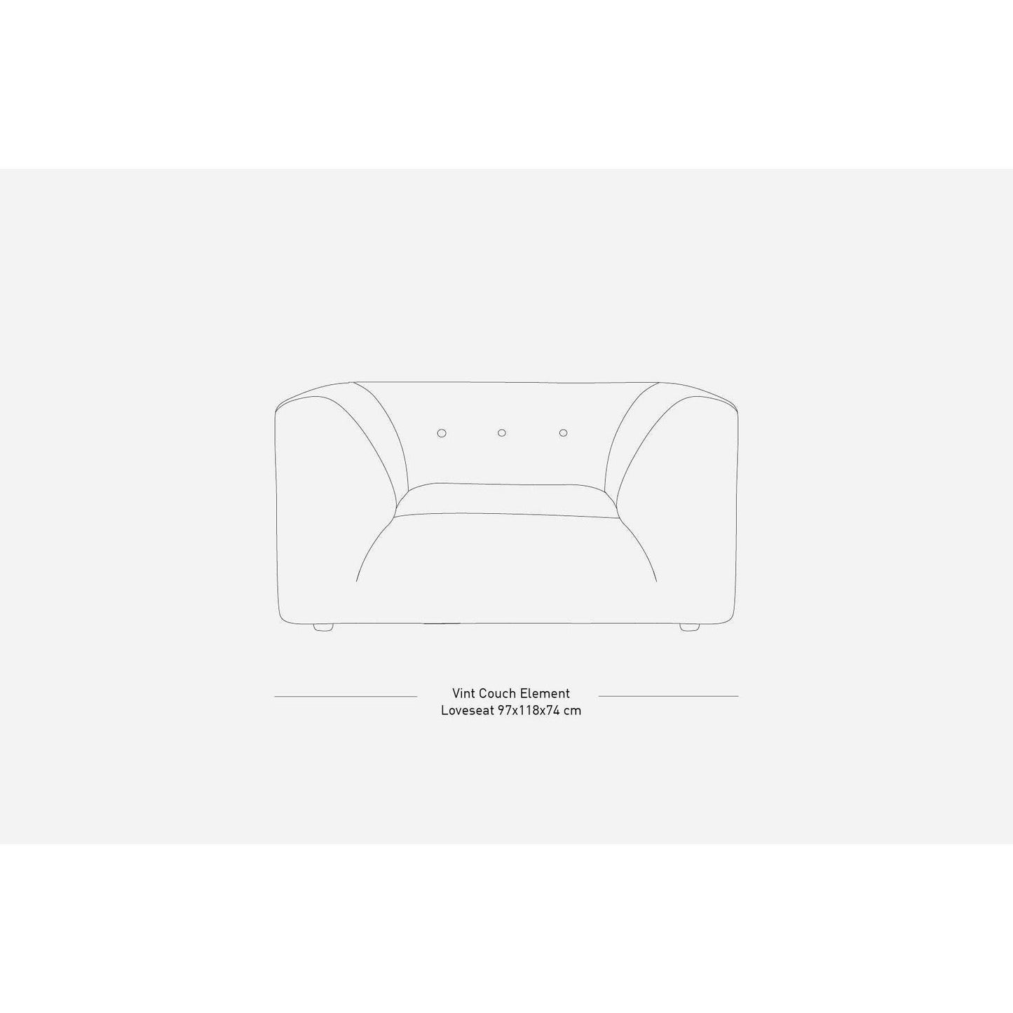 HKliving vint bank: element loveseat corduroy rib bruin