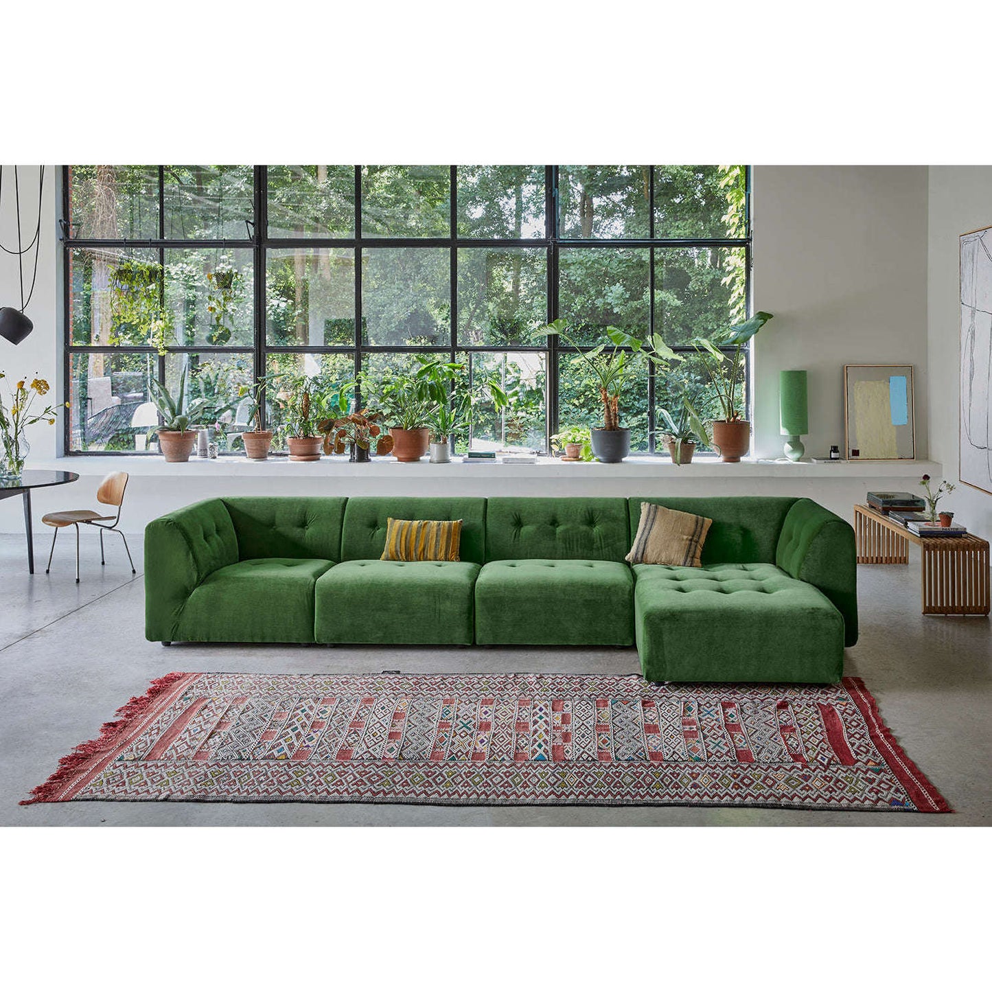 HKliving vint bank: element midden 1,5-zits royal velvet groen