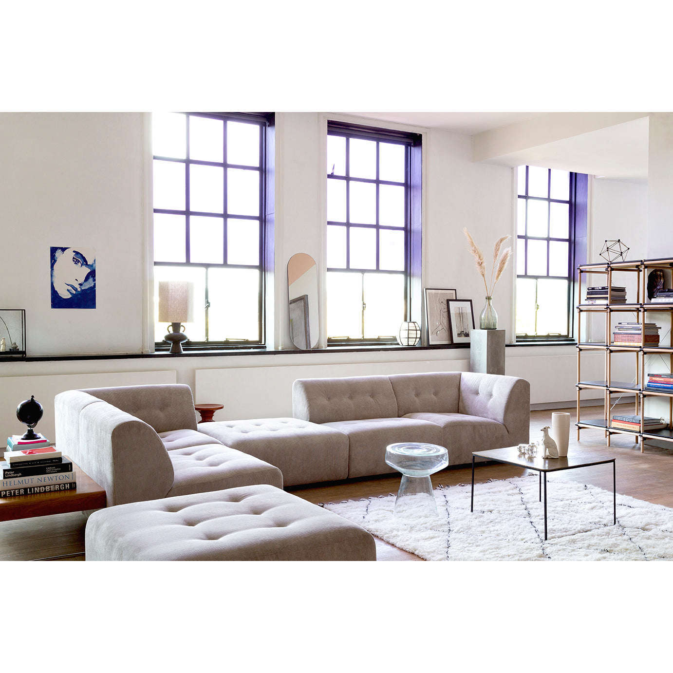 HKliving vint couch element hocker rib cream