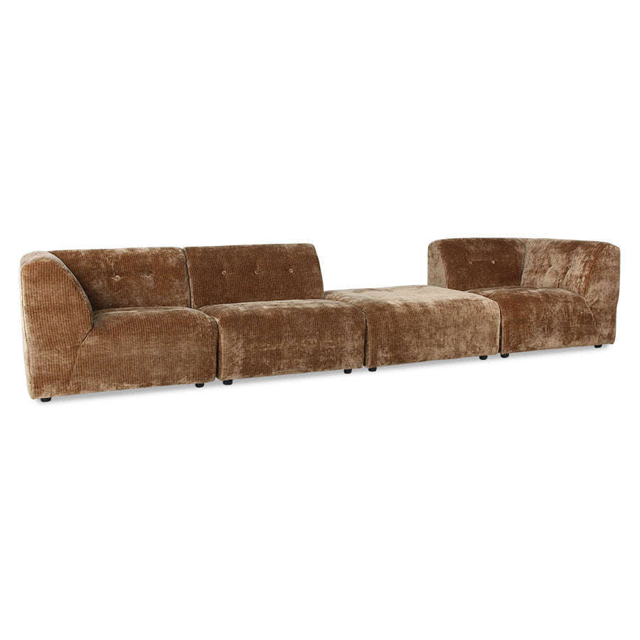 HKliving vint couch element hocker velvet corduroy M aged gold