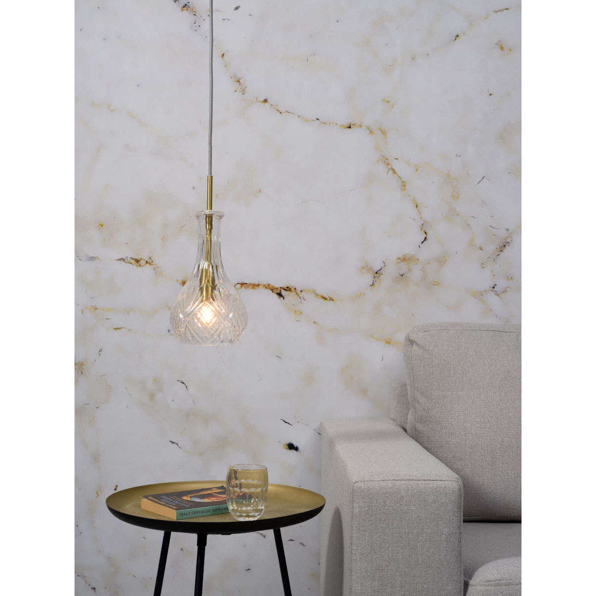 It's about RoMi Hanglamp glas Brussels transparant / goud druppel