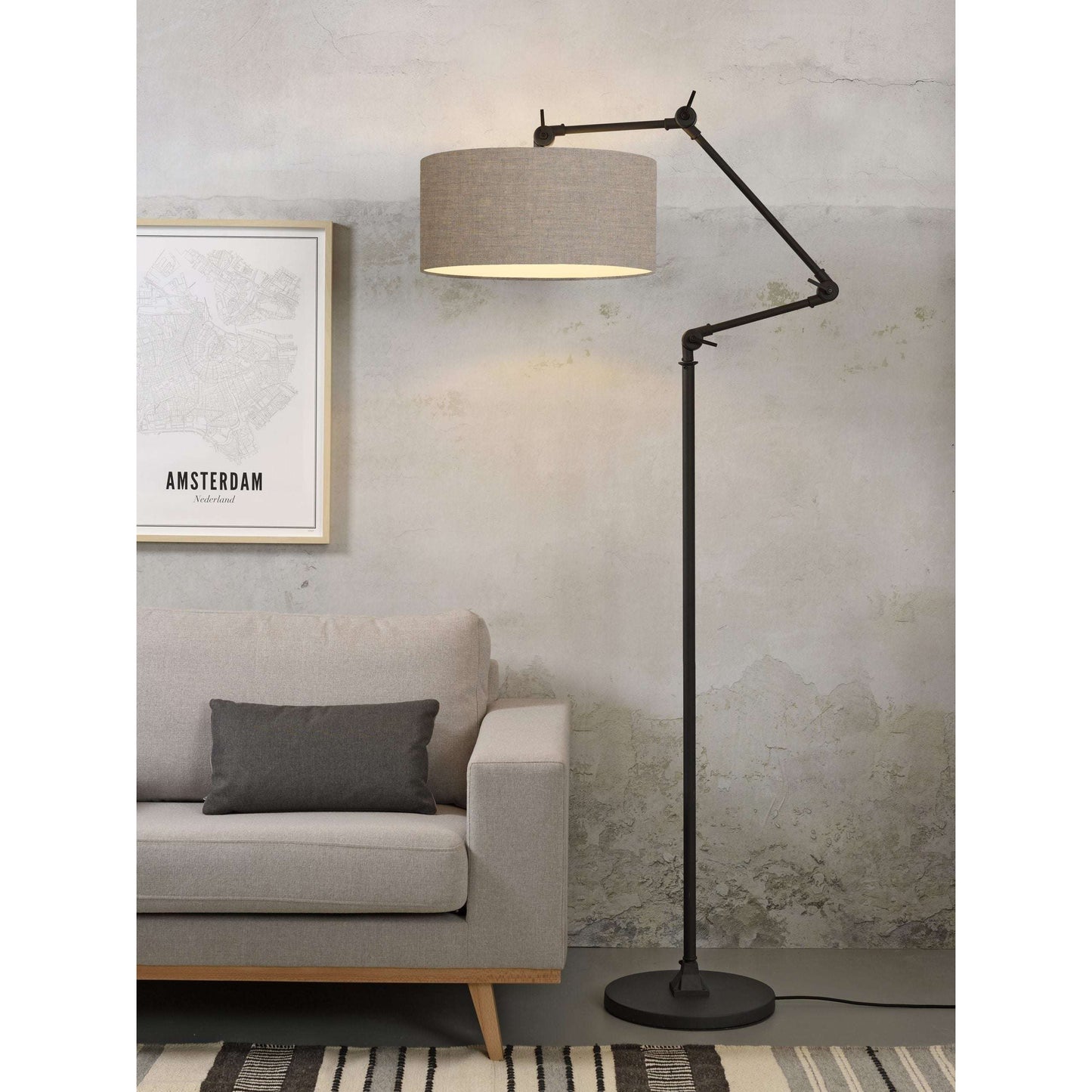 It's about RoMi Vloerlamp Amsterdam kap 4723  donker linnen