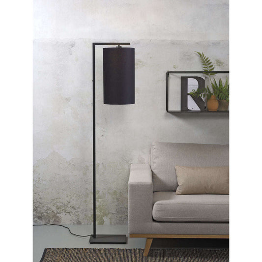 It's about RoMi Vloerlamp Boston zwart / kap 2545 donker grijs