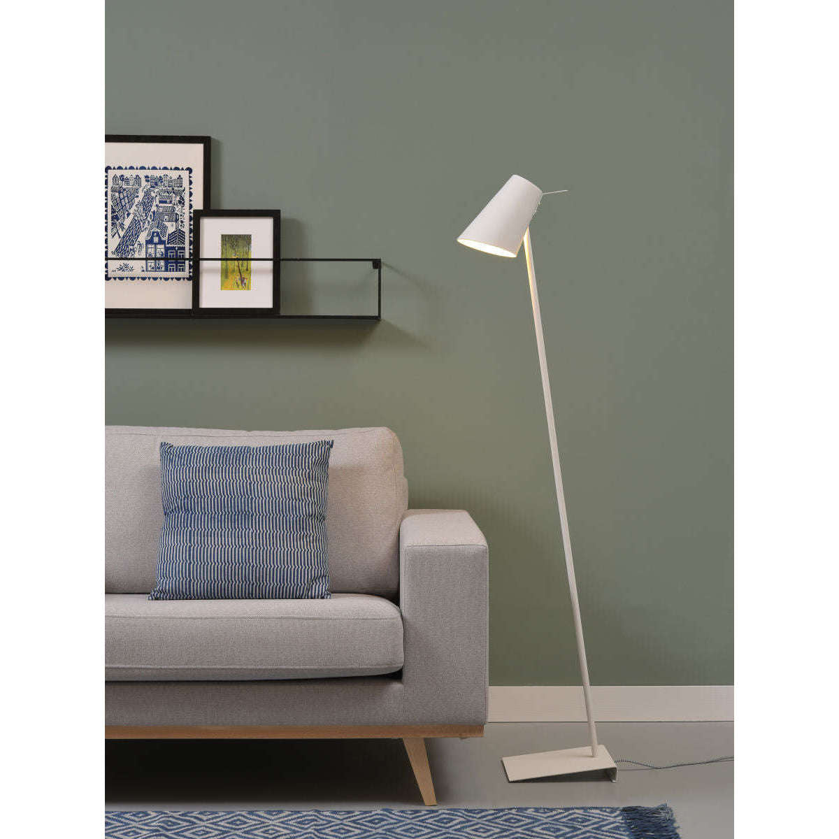 It's about RoMi Vloerlamp ijzer / rubber finish Cardiff wit