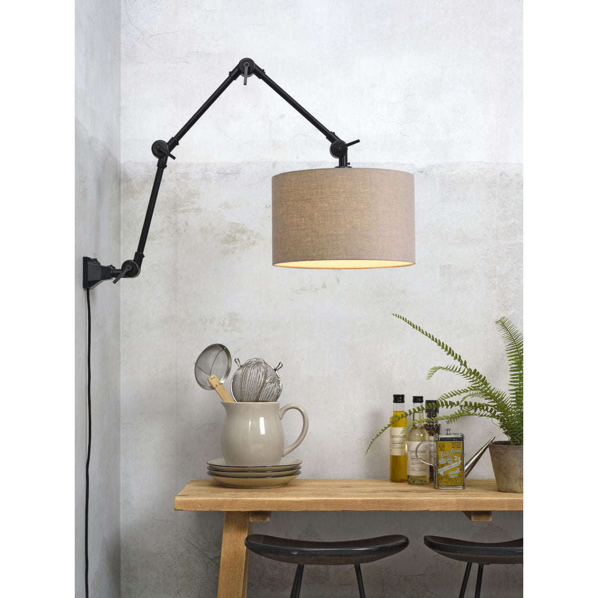 It's about RoMi Wand- / hanglamp Amsterdam kap 3220 donker linnen L