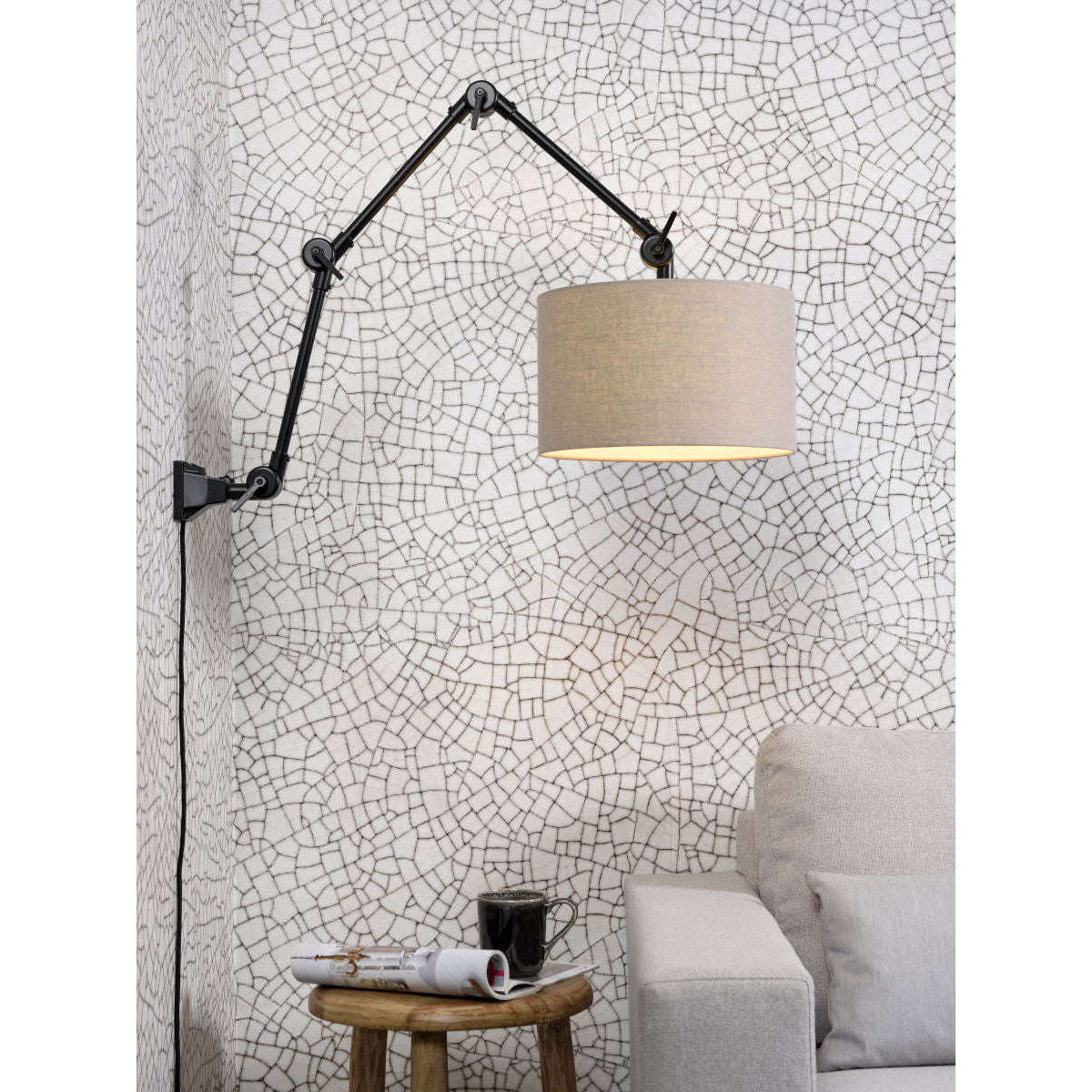 It's about RoMi Wand- / hanglamp Amsterdam kap 3220 donker linnen L