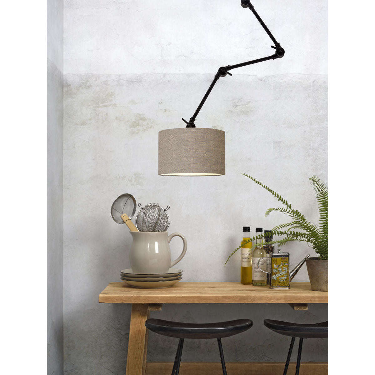 It's about RoMi Wand- / hanglamp Amsterdam kap 3220 donker linnen L