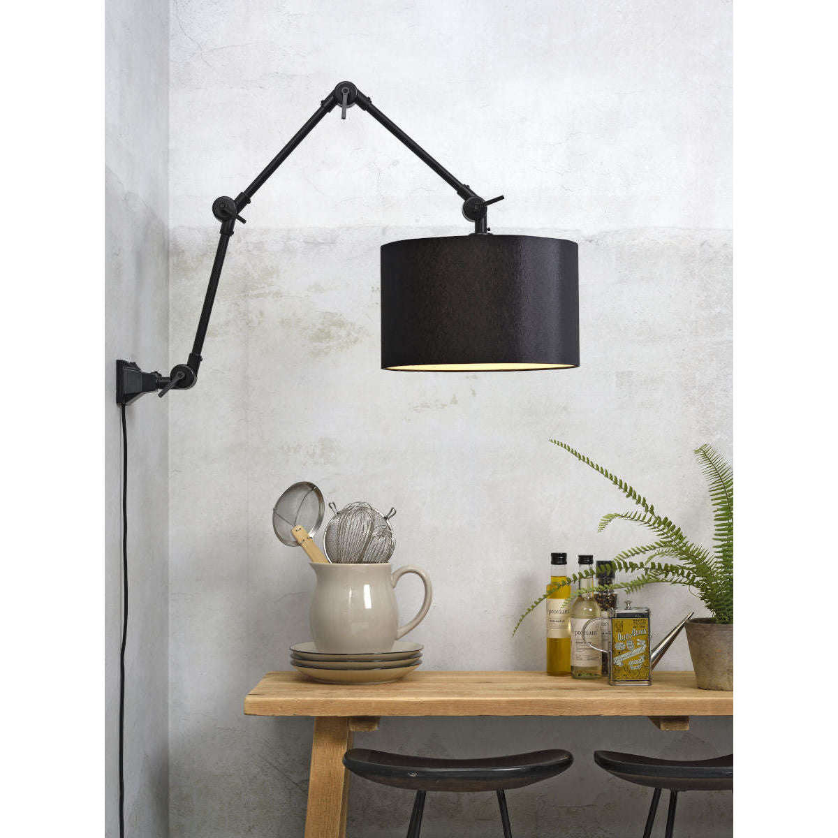 It's about RoMi Wand- / hanglamp Amsterdam kap 3220 zwart L