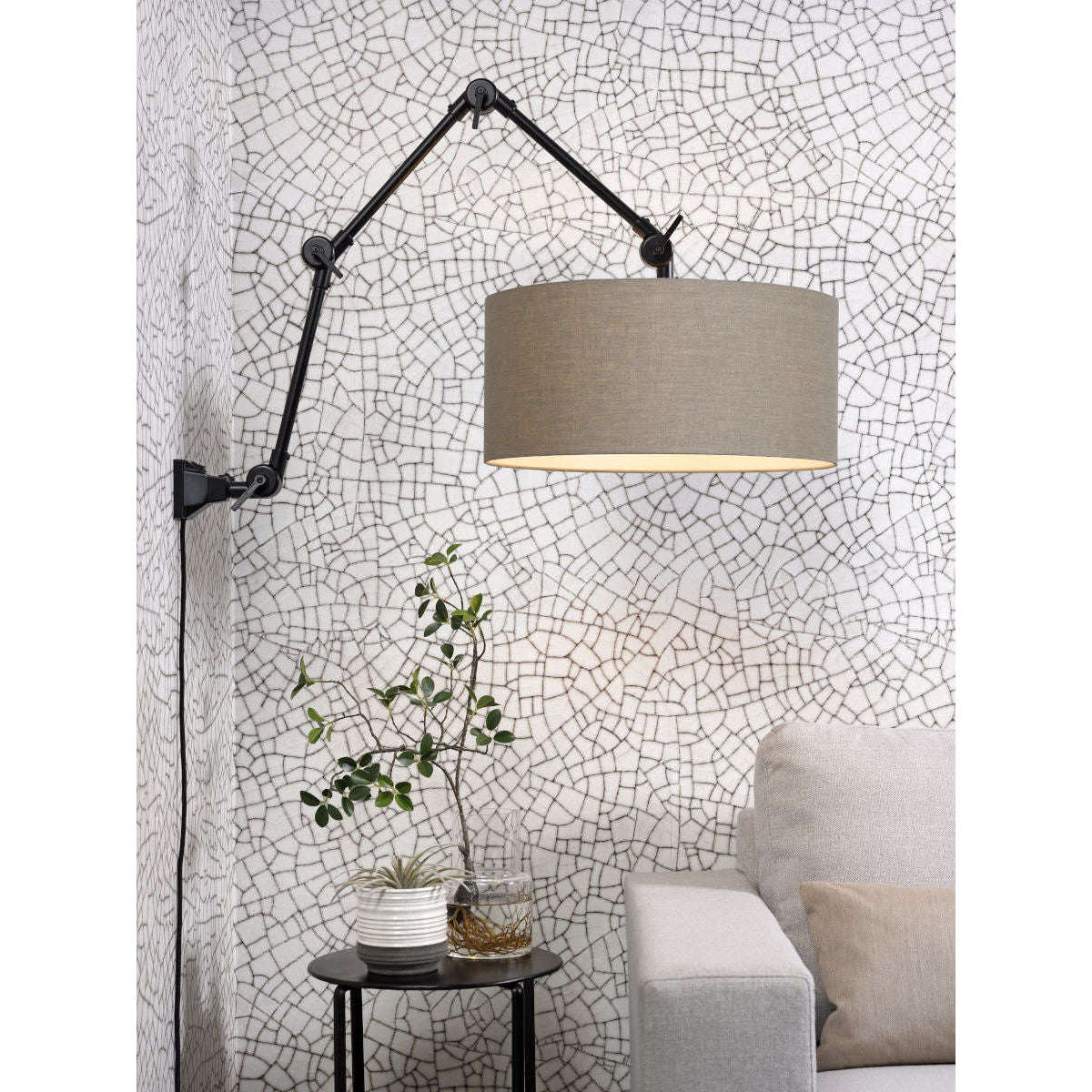 It's about RoMi Wand- / hanglamp Amsterdam kap 4723 donker linnen L