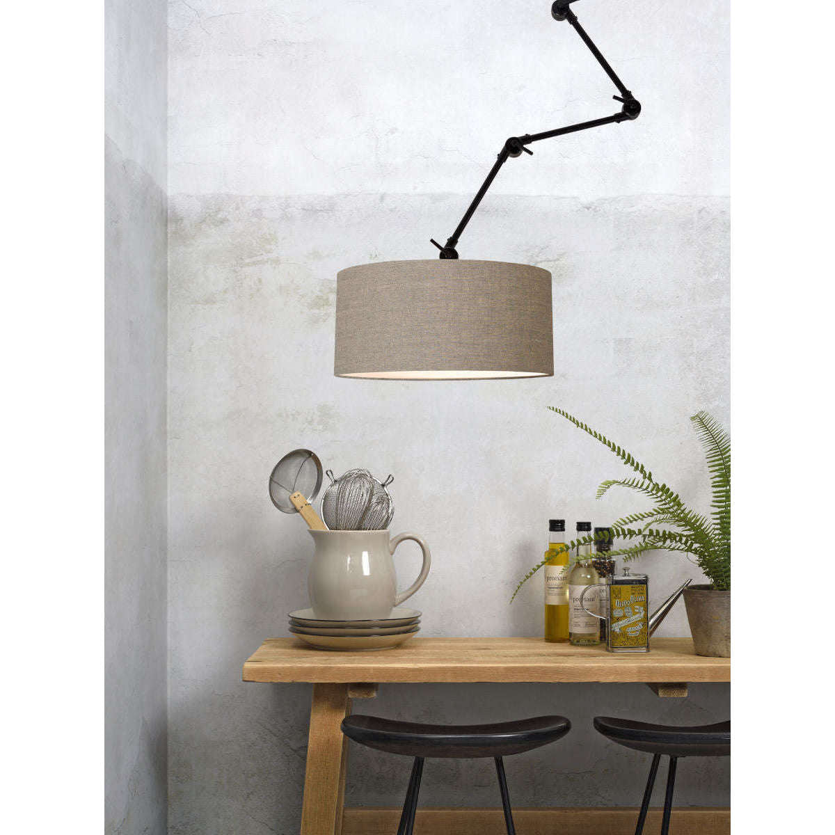 It's about RoMi Wand- / hanglamp Amsterdam kap 4723 donker linnen L